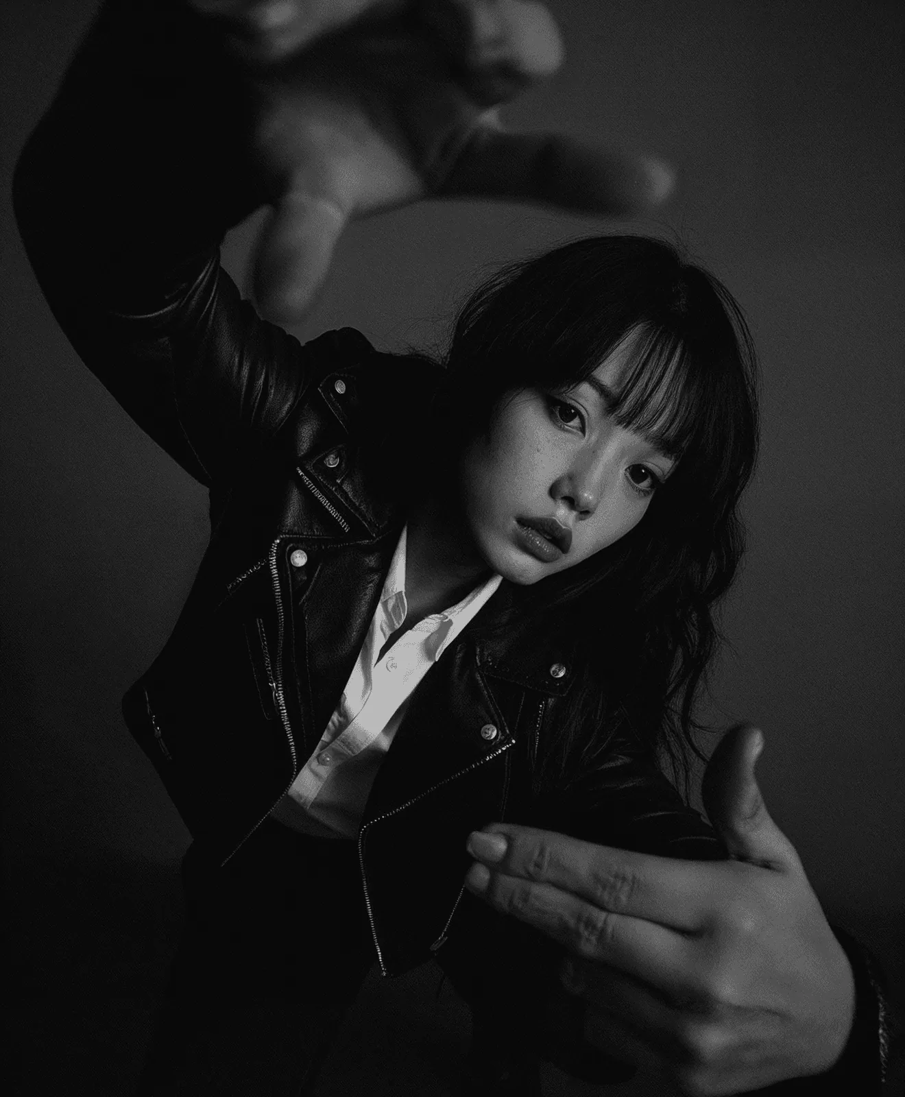 Expressive monochrome portrait of a woman