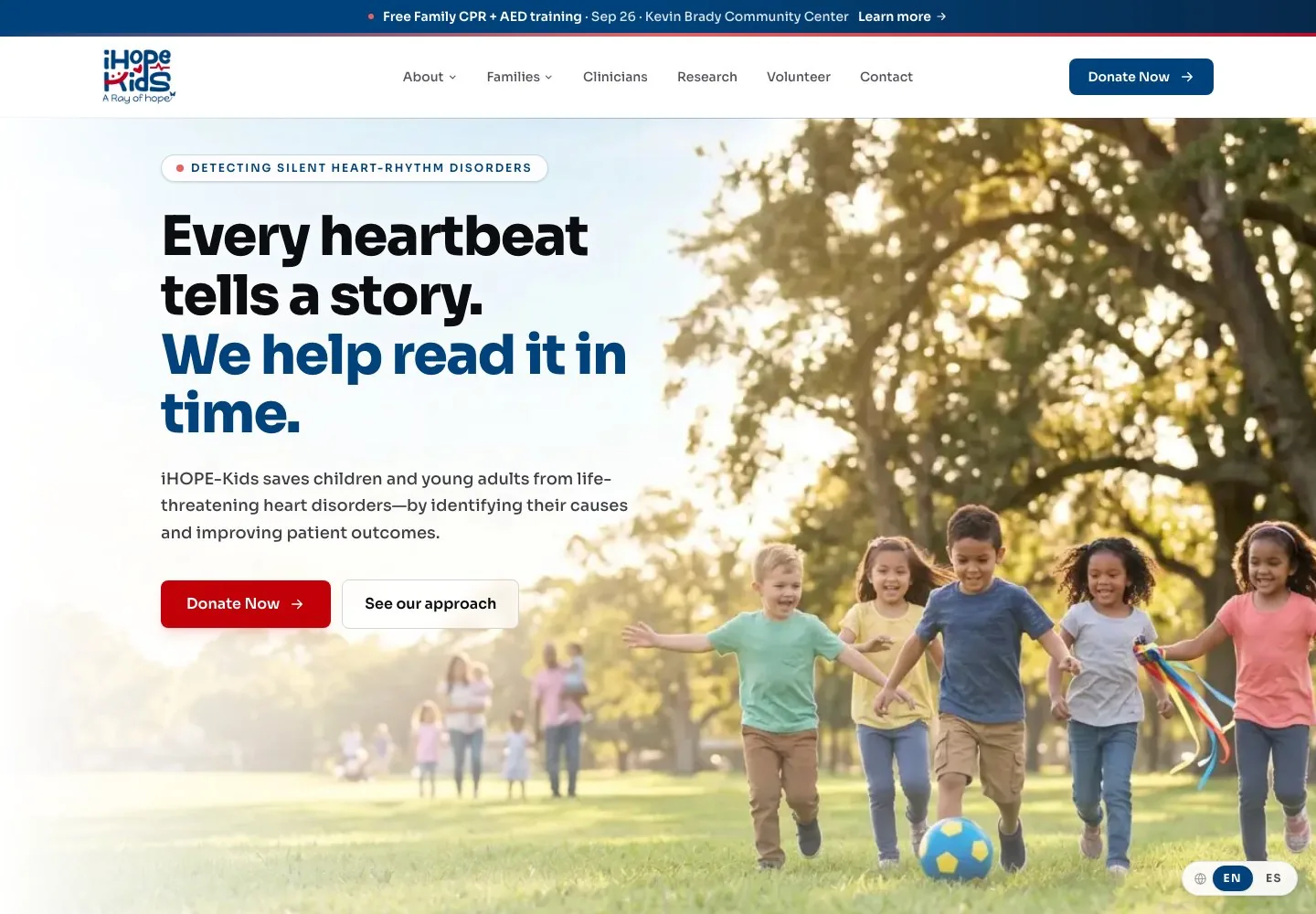 iHopeKids live website homepage
