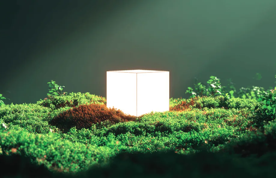 Sculptural illuminated cube, an exploration of form and light